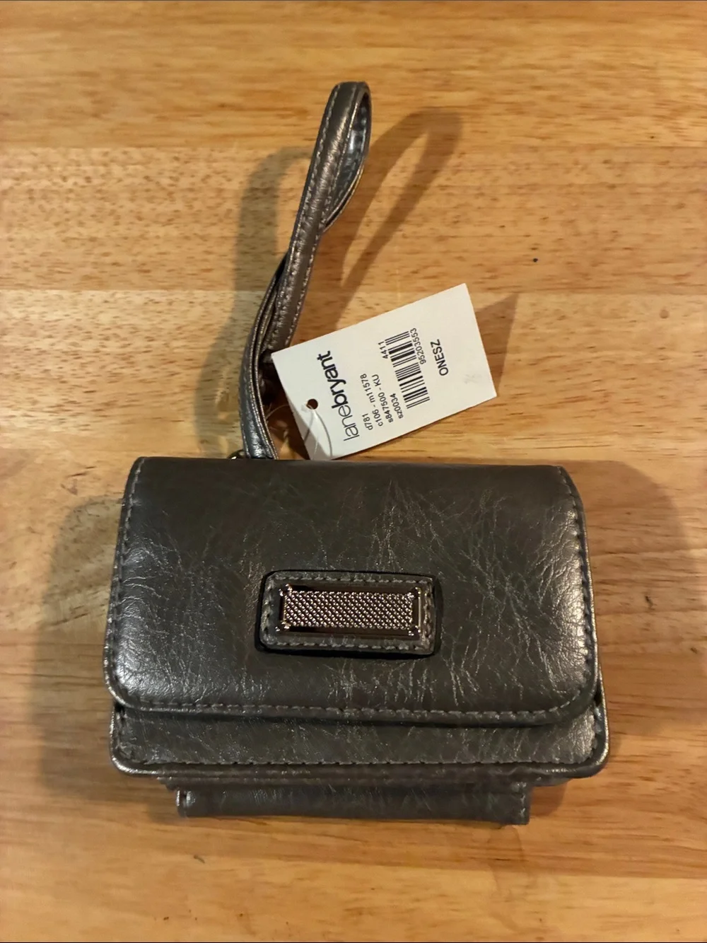 Lane Bryant Gray Leather Wristlet Clutch